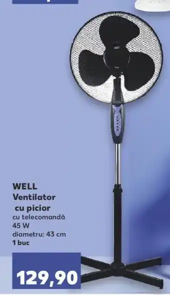 Kaufland WELL Ventilator cu picior cu telecomandă 45 W diametru: 43 cm 1 buc Ofertă
