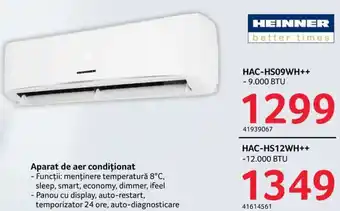 HEINNER Aparat de aer condiţionat HAC-HS12WH++ 12.000 BTU