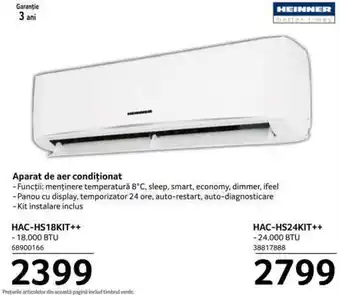 Selgros HEINNER Aparat de aer condiționat HAC-HS18KIT++ 18000 BTU Ofertă