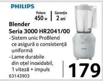 Selgros Philips Blender Seria 3000 HR2041/00 450w Ofertă