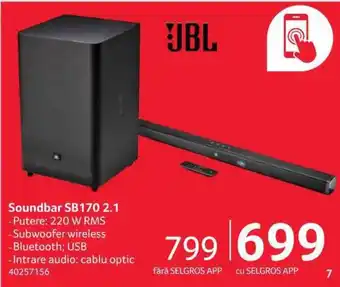 Selgros JBL Soundbar SB170 2.1 220w Ofertă
