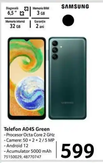 Selgros SAMSUNG Telefon A04S Green 32 GB Memorie RAM 3 GB Ofertă