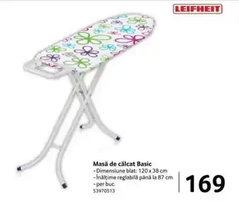 Selgros LEIFHEIT Masă de călcat Basic Dimensiune blat: 120 x 38 cm 1 buc Ofertă
