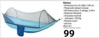 Selgros Hamac Dimensiuni 260 x 140 cm max 120kg Ofertă