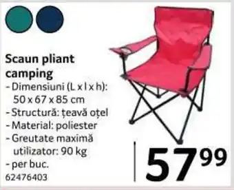 Selgros Scaun pliant camping max 90kg Ofertă