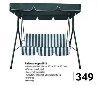 Balansoar gradină Dimensiuni 172 x 112 x 152 cm 1 buc