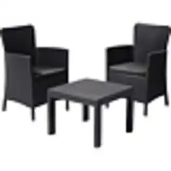 MatHaus Set mobilier de gradina/ balcon, 3 piese, keter salvador, plastic, 2 scaune 62 x 60 x 89 cm, masa 59 x 59 x 43 cm, gri antrac Ofertă