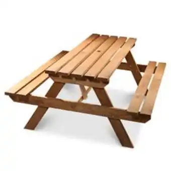 Brico Depôt Set mobilier gradina/terasa/berarie, culoare maro, lemn, 6 persoane, masa + 2 banci • blooma agad Ofertă