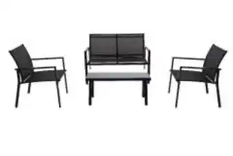 Brico Depôt Set mobilier gradina/terasa/balcon, culoare negru, otel, 4 persoane, masa + 2 scaune + canapea • bahama Ofertă