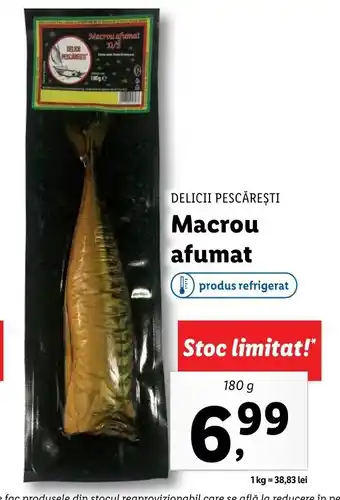 Lidl DELICII PESCĂREȘTI Macrou afumat 180g Ofertă