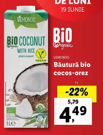 VEMONDO Băutură bio cocos-orez 1L