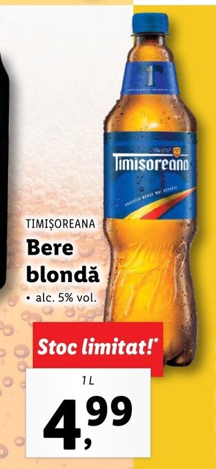 Lidl TIMIŞOREANA Bere blondă 1l Ofertă