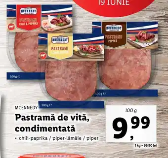 Lidl MCENNEDY Pastramă de vită, condimentată 100g Ofertă