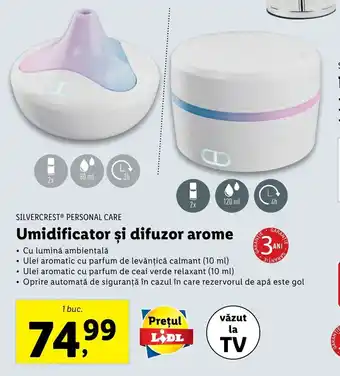 SILVERCREST PERSONAL CARE Umidificator și difuzor arome 1 buc
