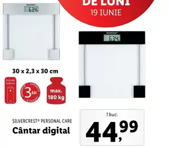 Lidl SILVERCREST PERSONAL CARE Cântar digital 1 buc. Ofertă