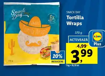 Lidl Snack Day Tortilla Wraps 370g Ofertă