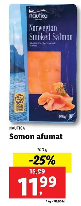 Lidl NAUTICA Somon afumat 100g Ofertă