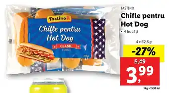 Lidl Tastino Chifle pentru Hot Dog 4 x 62.5g Ofertă