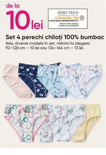 Pepco Set 4 perechi chiloți 100% bumbac Ofertă