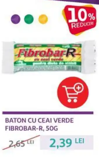 Auchan BATON CU CEAI VERDE FIBROBAR-R, 50G Ofertă