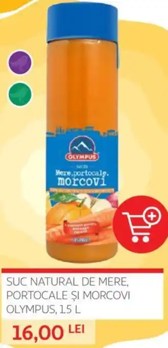 Auchan SUC NATURAL DE MERE, PORTOCALE ŞI MORCOVI OLYMPUS, 1.5 L Ofertă
