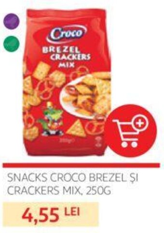 Auchan SNACKS CROCO BREZEL ŞI CRACKERS MIX, 250G Ofertă