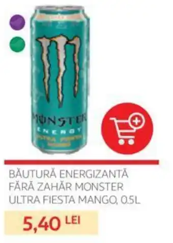 Auchan BĂUTURĂ ENERGIZANTĂ FĂRĂ ZAHĂR MONSTER ULTRA FIESTA MANGO, 0.5L Ofertă