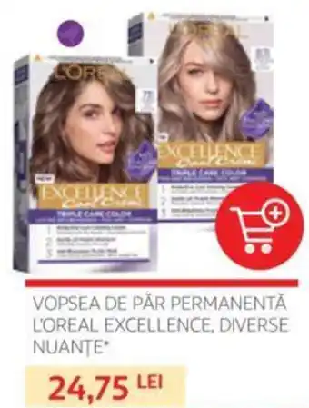 VOPSEA DE PĂR PERMANENTĂ L'OREAL EXCELLENCE, DIVERSE NUANŢE