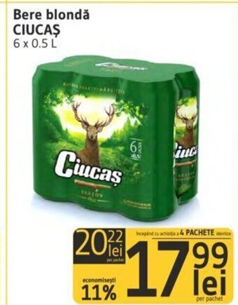 Supeco Bere blondă CIUCAŞ 6 x 0.5 L Ofertă