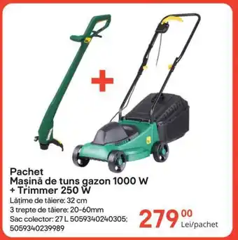 Brico Depôt Pachet Maşină de tuns gazon 1000 W + Trimmer 250 W Ofertă