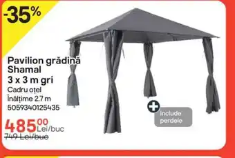 Brico Depôt Pavilion grădină Shamal 3 x 3 m gri Cadru oţel Înălţime 2.7 m 5059340125435 Ofertă