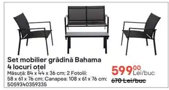 Brico Depôt Set mobilier grădină Bahama 4 locuri otel Ofertă