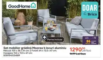 Brico Depôt GoodHome Set mobilier grădină Moorea 4 locuri aluminiu Ofertă