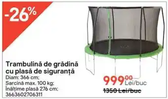 Brico Depôt Trambulină de grădină cu plasă de siguranţă Diam: 366 cm; Ofertă