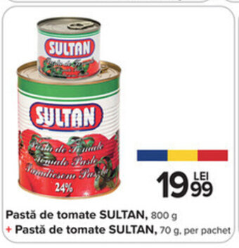 Carrefour Pastă de tomate SULTAN, 800 g + Pastă de tomate SULTAN, 70 g. per pachet Ofertă