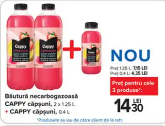 Carrefour Băutură necarbogazoasă CAPPY căpşuni, 2 x 1.25 L + CAPPY căpşuni, 0.4 L Ofertă