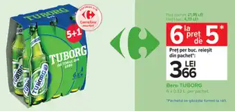 Carrefour Bere TUBORG 6 x 0.33 L. per pachet 1 BUC Ofertă
