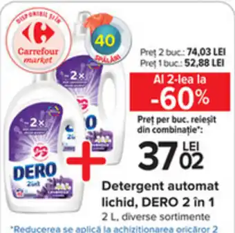 Carrefour Detergent automat lichid, DERO 2 in 1 2 L. Ofertă