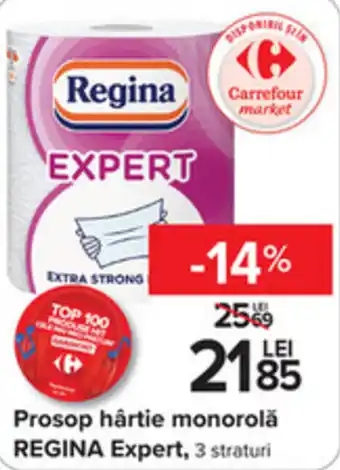 Carrefour Prosop hârtie monorolă REGINA Expert, 3 straturi Ofertă