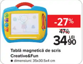 Tablă magnetică de scris Creative&Fun dimensiuni: 35x30.5x4 cm