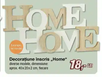 Decorațiune înscris ,,Home" 40x20x2 cm