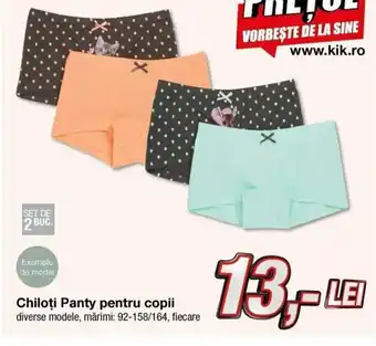 Kik Chiloți Panty pentru copii SET DE 2 BUC. Ofertă