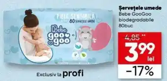 PROFI Șervețele umede Bebe GooGoo biodegradabile 80buc Ofertă