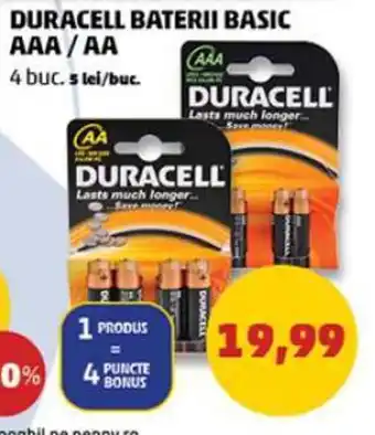 Penny DURACELL BATERII BASIC AAA / AA 4 buc Ofertă