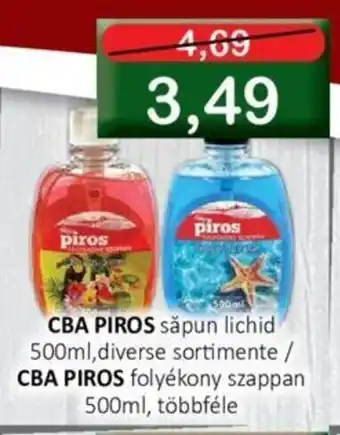 CBA CBA PIROS săpun lichid 500ml, diverse sortimente / CBA PIROS folyékony szappan 500ml, többféle Ofertă