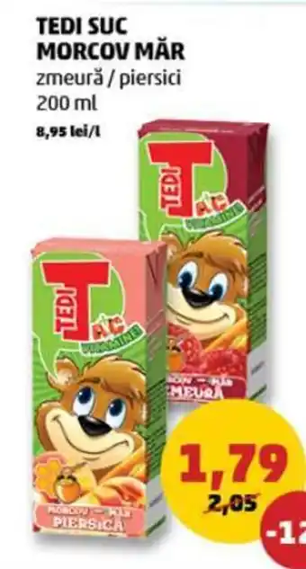 Penny TEDI SUC MORCOV MĂR zmeură/piersici 200 ml Ofertă