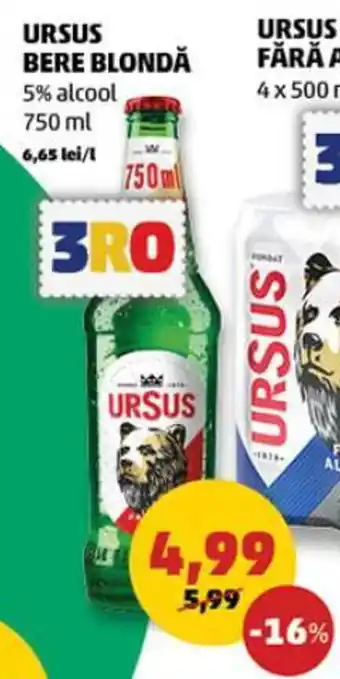 Penny URSUS BERE BLONDĂ 5% alcool 750ML Ofertă