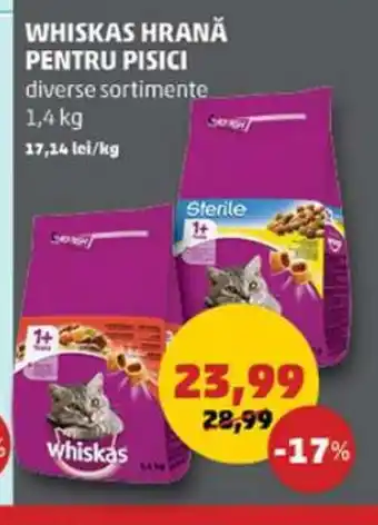 Penny WHISKAS HRANĂ PENTRU PISICI 1.4KG Ofertă