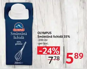 Selgros OLYMPUS Smântână lichidă 35% grăsime 200ml Ofertă