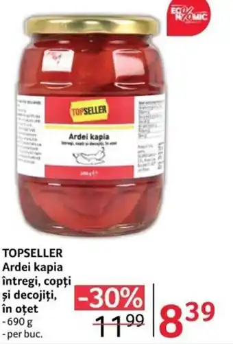 Selgros TOPSELLER Ardei kapia întregi, copți şi decojiți, în oțet 690g Ofertă